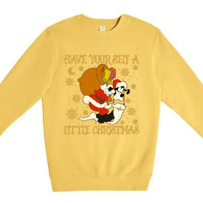 Have Yourself A Little Christmas Funny Dog Santa Claus Premium Crewneck Sweatshirt