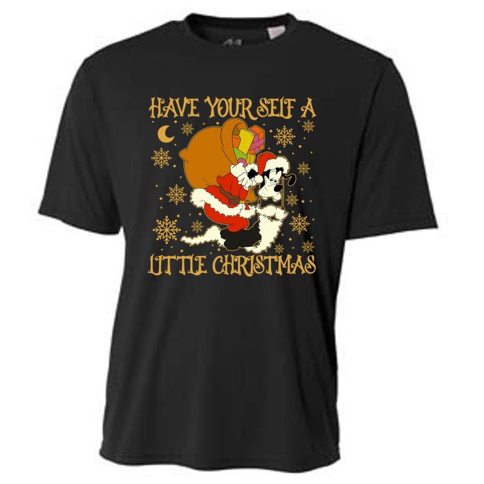 Have Yourself A Little Christmas Funny Dog Santa Claus Cooling Performance Crew T-Shirt