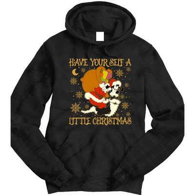 Have Yourself A Little Christmas Funny Dog Santa Claus Tie Dye Hoodie