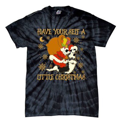 Have Yourself A Little Christmas Funny Dog Santa Claus Tie-Dye T-Shirt