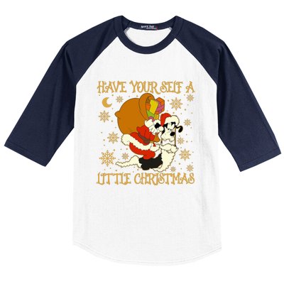 Have Yourself A Little Christmas Funny Dog Santa Claus Baseball Sleeve Shirt