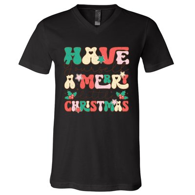 Have Yourself A Merry Little Christmas Festive Graphic V-Neck T-Shirt