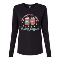 Have Yourself A Merry Little Coffee Graphic Womens Cotton Relaxed Long Sleeve T-Shirt