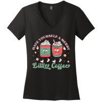 Have Yourself A Merry Little Coffee Graphic Women's V-Neck T-Shirt