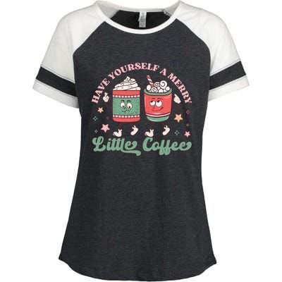 Have Yourself A Merry Little Coffee Graphic Enza Ladies Jersey Colorblock Tee