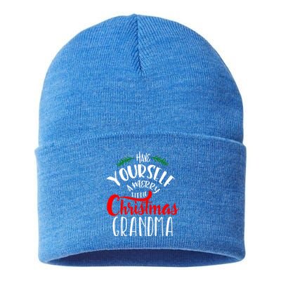 Have Yourself A Merry Little Christmas Family Grandma Cute Gift Sustainable Knit Beanie