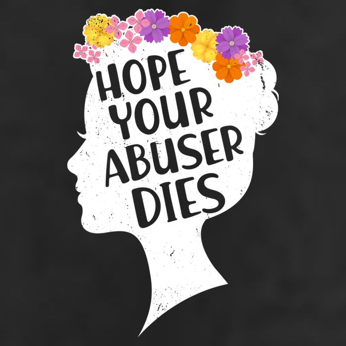 Hope Your Abuser Dies 7 Panel Mesh Trucker Snapback Hat