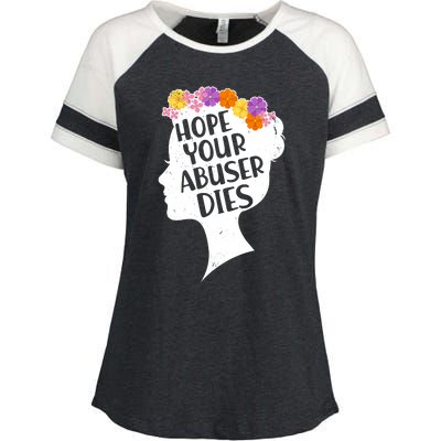 Hope Your Abuser Dies Enza Ladies Jersey Colorblock Tee