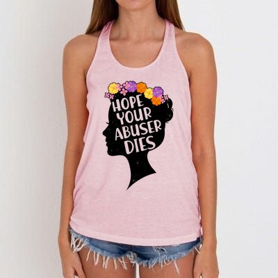 Hope Your Abuser Dies Women's Knotted Racerback Tank