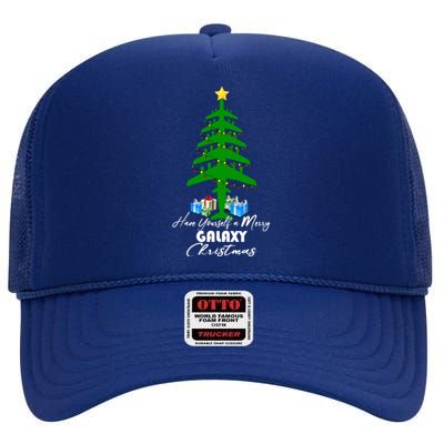 Have Yourself A Merry Galaxy Christmas Gift High Crown Mesh Back Trucker Hat