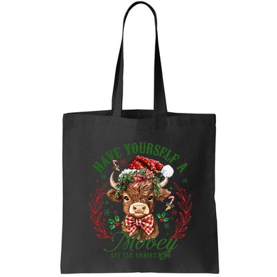 Have Yourself A Mooey Little Christmas Highland Cow Santa Gift Bag