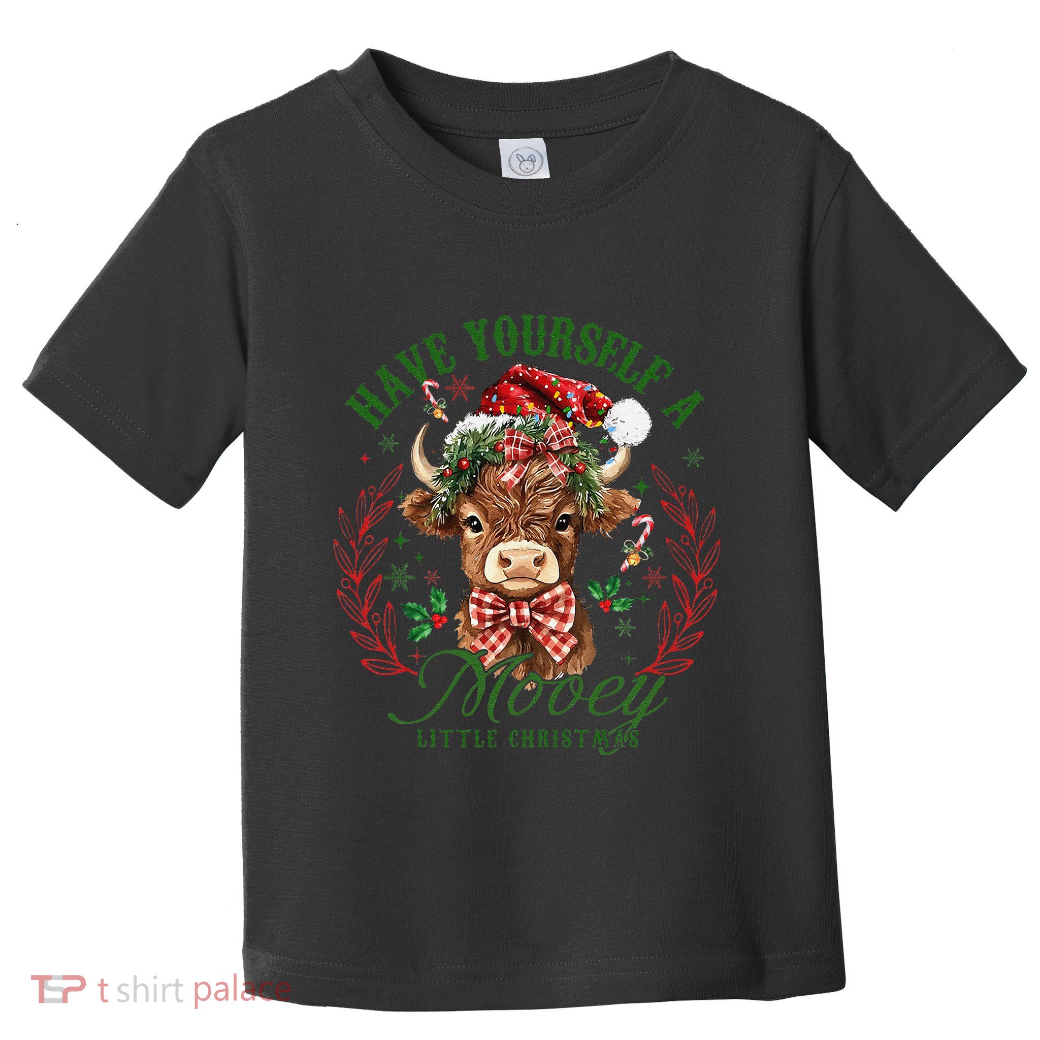 Have Yourself A Mooey Little Christmas Highland Cow Santa Gift Toddler T-Shirt