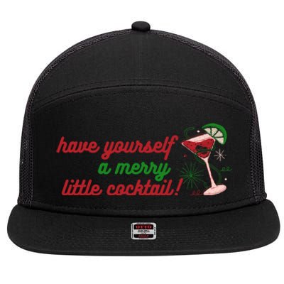 Have Yourself A Merry Little Cocktail Funny Christmas Meme Gift 7 Panel Mesh Trucker Snapback Hat