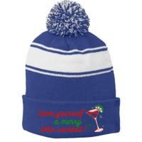 Have Yourself A Merry Little Cocktail Funny Christmas Meme Gift Stripe Pom Pom Beanie