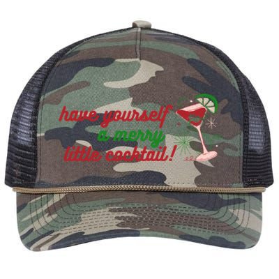 Have Yourself A Merry Little Cocktail Funny Christmas Meme Gift Retro Rope Trucker Hat Cap