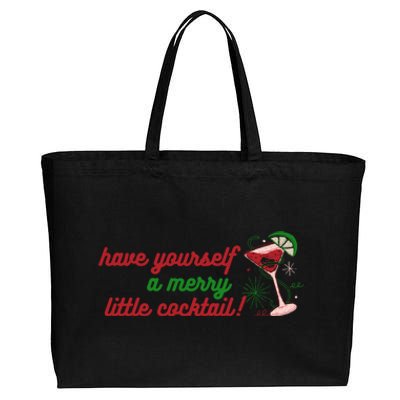 Have Yourself A Merry Little Cocktail Funny Christmas Meme Gift Cotton Canvas Jumbo Tote