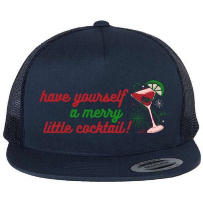 Have Yourself A Merry Little Cocktail Funny Christmas Meme Gift Flat Bill Trucker Hat