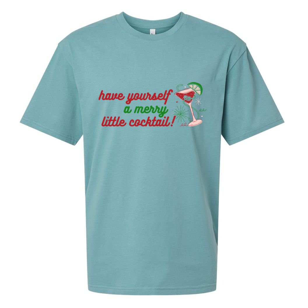Have Yourself A Merry Little Cocktail Funny Christmas Meme Gift Sueded Cloud Jersey T-Shirt