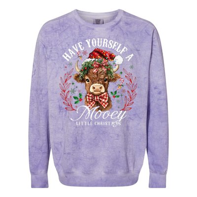 Have Yourself A Mooey Little Christmas Santa Cow Colorblast Crewneck Sweatshirt