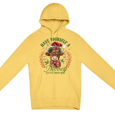 Have Yourself A Mooey Little Christmas Santa Cow Premium Pullover Hoodie