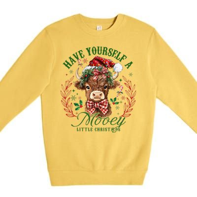 Have Yourself A Mooey Little Christmas Santa Cow Premium Crewneck Sweatshirt