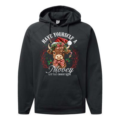 Have Yourself A Mooey Little Christmas Santa Cow Performance Fleece Hoodie