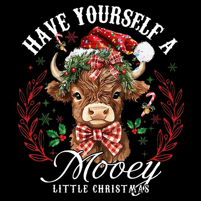 Have Yourself A Mooey Little Christmas Santa Cow USA-Made Doggie Bandana
