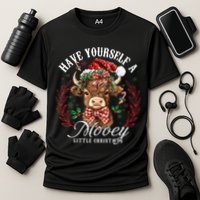 Have Yourself A Mooey Little Christmas Santa Cow Cooling Performance Crew T-Shirt