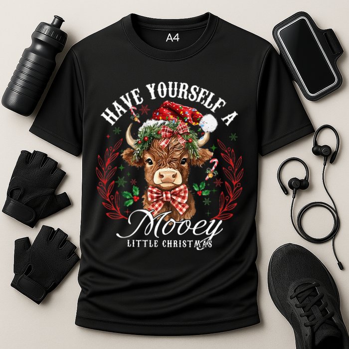 Have Yourself A Mooey Little Christmas Santa Cow Cooling Performance Crew T-Shirt