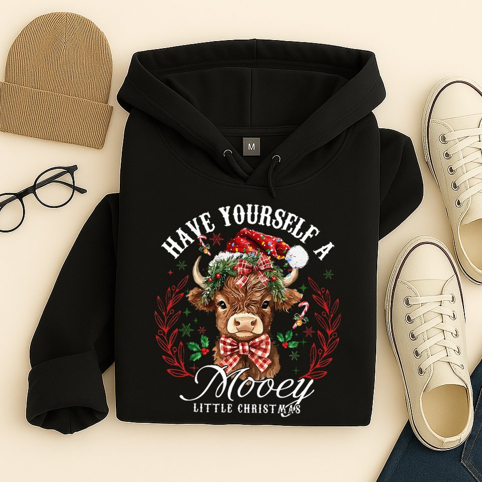 Have Yourself A Mooey Little Christmas Santa Cow Hoodie