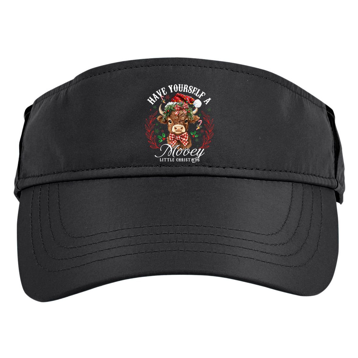 Have Yourself A Mooey Little Christmas Santa Cow Adult Drive Performance Visor