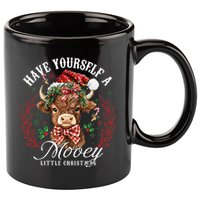 Have Yourself A Mooey Little Christmas Santa Cow 11oz C Handle Ceramic Mug