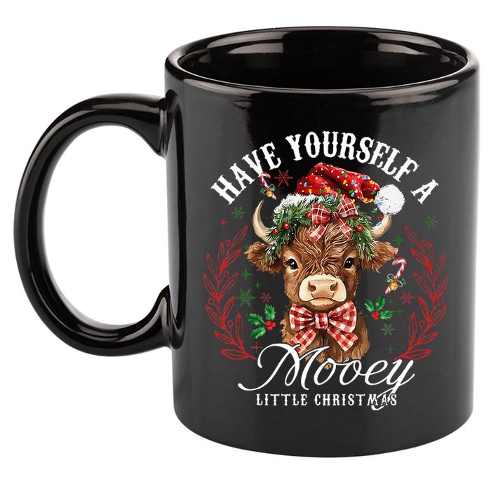Have Yourself A Mooey Little Christmas Santa Cow 11oz C Handle Ceramic Mug
