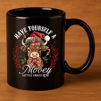 Have Yourself A Mooey Little Christmas Santa Cow 11oz C Handle Ceramic Mug