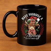 Have Yourself A Mooey Little Christmas Santa Cow 11oz C Handle Ceramic Mug