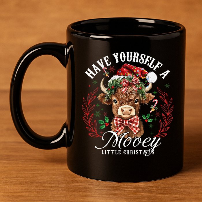Have Yourself A Mooey Little Christmas Santa Cow 11oz C Handle Ceramic Mug