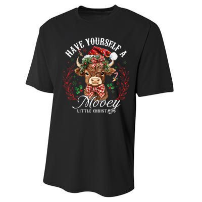 Have Yourself A Mooey Little Christmas Santa Cow Performance Sprint T-Shirt