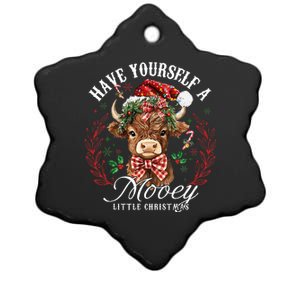 Have Yourself A Mooey Little Christmas Santa Cow Ceramic Star Ornament