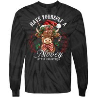 Have Yourself A Mooey Little Christmas Santa Cow Tie-Dye Long Sleeve Shirt