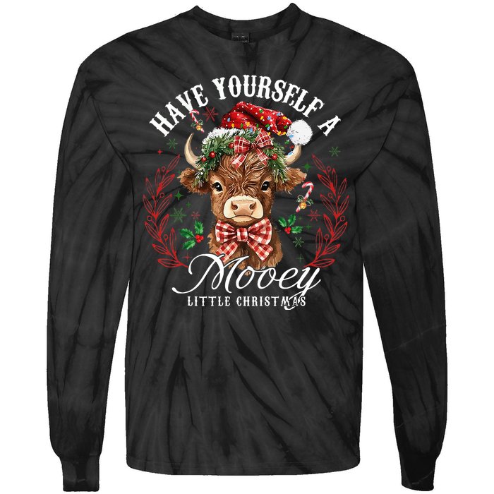 Have Yourself A Mooey Little Christmas Santa Cow Tie-Dye Long Sleeve Shirt