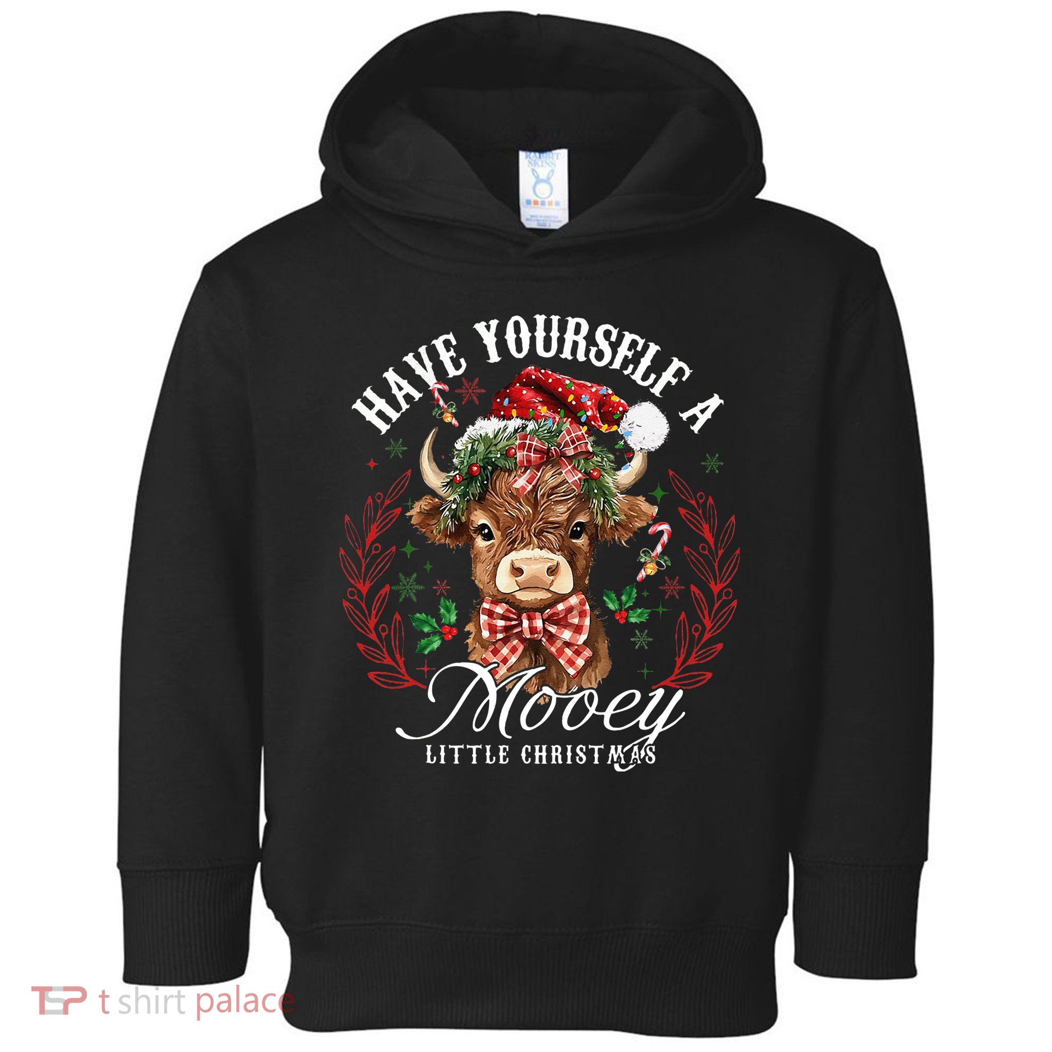 Have Yourself A Mooey Little Christmas Santa Cow Toddler Hoodie