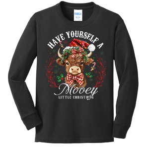 Have Yourself A Mooey Little Christmas Santa Cow Kids Long Sleeve Shirt