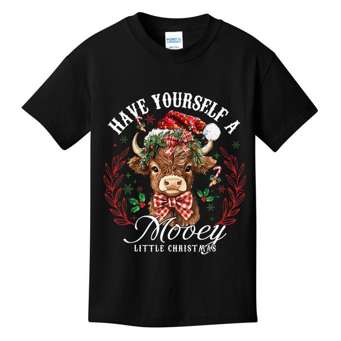 Have Yourself A Mooey Little Christmas Santa Cow Kids T-Shirt