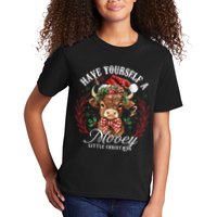 Have Yourself A Mooey Little Christmas Santa Cow Kids T-Shirt