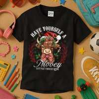 Have Yourself A Mooey Little Christmas Santa Cow Kids T-Shirt