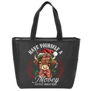 Have Yourself A Mooey Little Christmas Santa Cow Zip Tote Bag