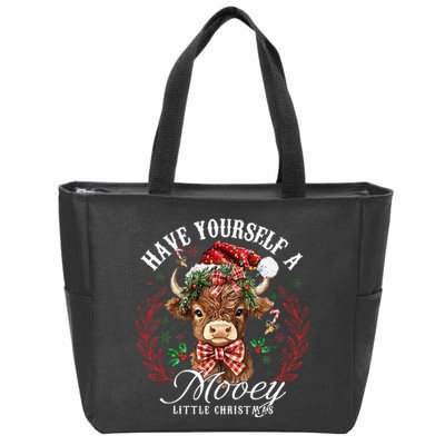Have Yourself A Mooey Little Christmas Santa Cow Zip Tote Bag