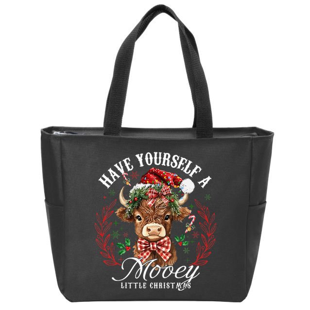 Have Yourself A Mooey Little Christmas Santa Cow Zip Tote Bag