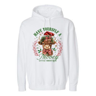 Have Yourself A Mooey Little Christmas Santa Cow Garment-Dyed Fleece Hoodie