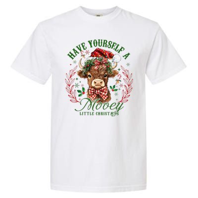 Have Yourself A Mooey Little Christmas Santa Cow Garment-Dyed Heavyweight T-Shirt